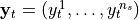 \mathbf{y}_t = (\/{y_t}^{\!1}, \ldots, {y_t}^{\!n_s}\/)